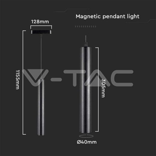 Lámpara Colgante Magnética LED 15W 6400K Cuerpo Negro - 6