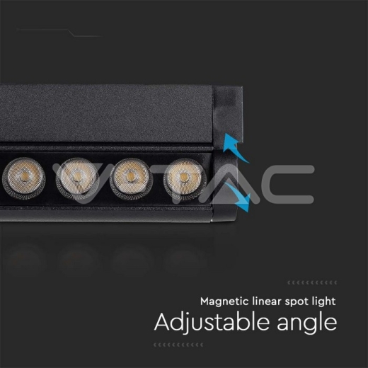 Foco lineal magnético LED de 12 W, cuerpo negro ajustable de 6400 K - 4