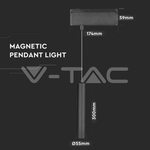 Foco de carril magnético colgante 15W LED IP20 24V negro 4000K - 8