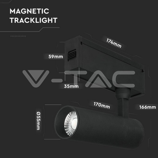Foco de carril magnético 15W LED IP20 24V negro 3000K - 9