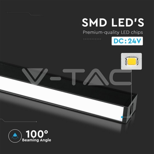 Luminaria lineal magnética 20W LED SMD cuerpo negro IP20 24V 4000K - 8