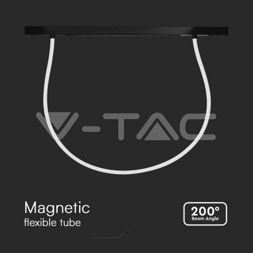 24W LED Magnetic Track Light Flexible Tube 2M CCT: 4000K Dimmable Black Body - 2