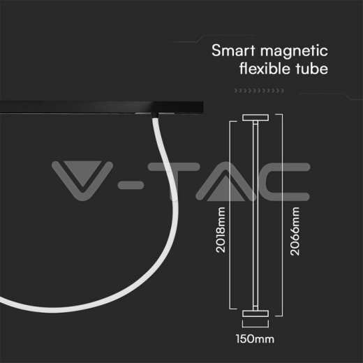24W LED Smart Magnetic Track Light Flexible Tube 2M CCT: 3IN1 Dimmable Black Body - 7