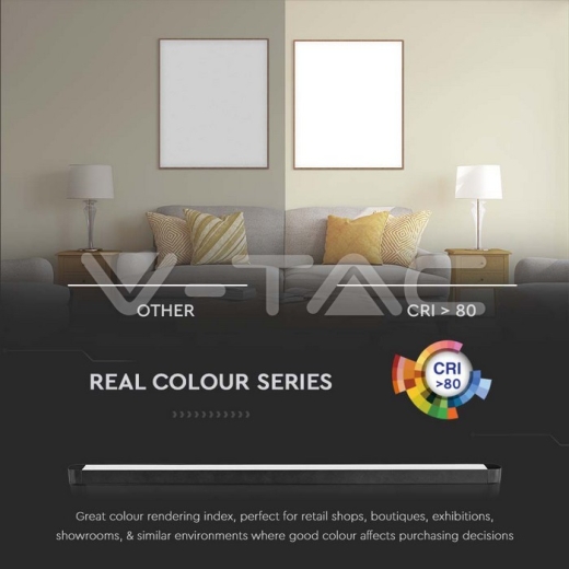 22W LED Magnetic Linear Light 6400K Black Body - 4