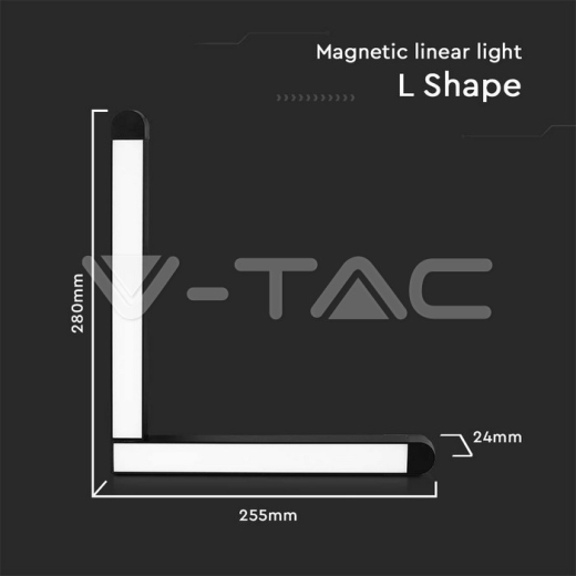 25W LED Magnetic Linear Light L Shape 4000K Black Body - 7