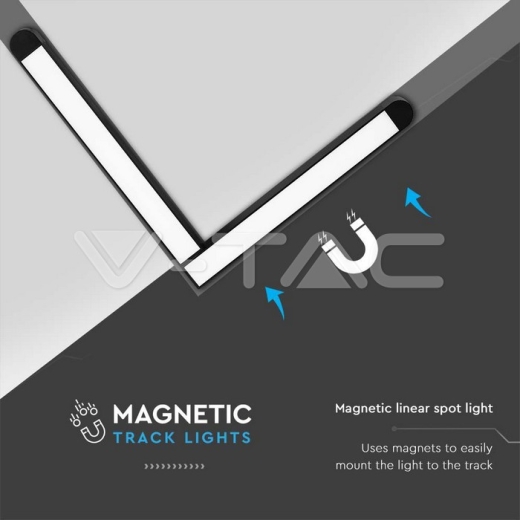 25W LED Magnetic Linear Light L Shape 6400K Black Body - 2