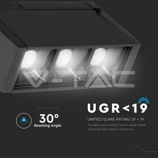 Spotlight lineal magnético 3 x1W LED SMD negro IP20 24V 4000K - 10