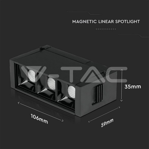 Spotlight lineal magnético 3 x1W LED SMD negro IP20 24V 4000K - 11