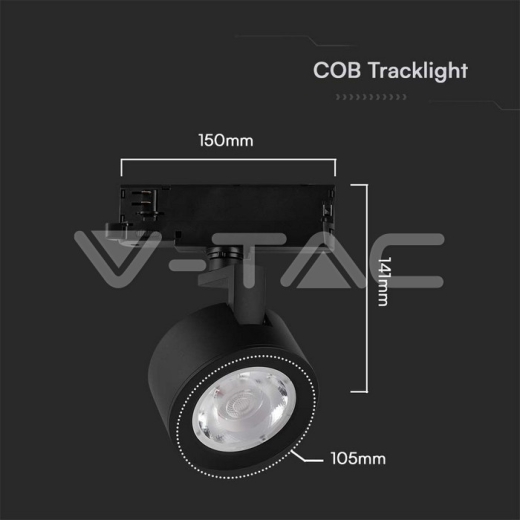 30W LED Track Light Black Body 3IN1 - 7