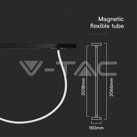 24W LED Magnetic Track Light Flexible Tube 2M CCT: 3000K Dimmable Black Body - 4