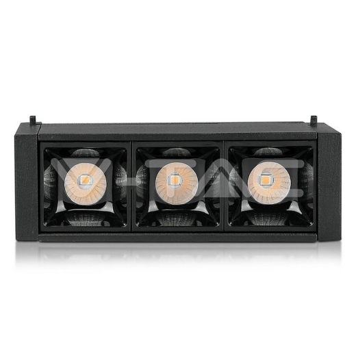 3 x1W LED Magnetic SMD Linear Spotlight Black IP20 24V 3000K - 1