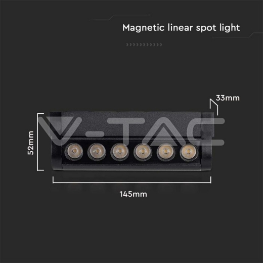 Foco lineal magnético LED de 5 W, cuerpo negro ajustable de 3000 K - 8