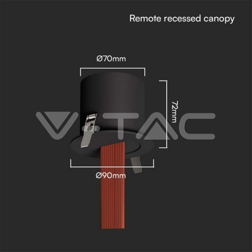 Remote Recessed Canopy Feeder Only (D90 x H72mm) Sandy Black Body - 2