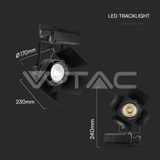 33W LED Tracklight SAMSUNG CHIP Black Body 3000K - 10