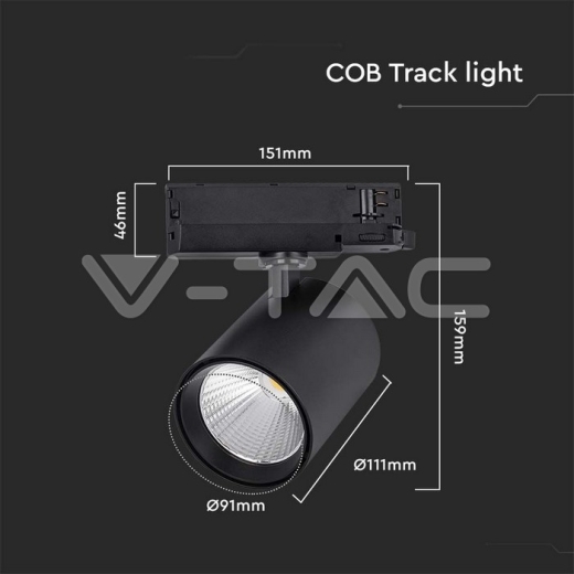 35W LED Tracklight Aluminum 4000K Black Body - 6
