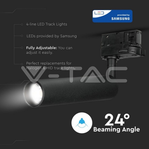 7W LED Tracklight SAMSUNG Chip Black Body 4000K - 4