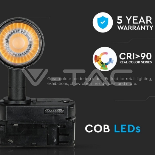 7W LED Tracklight SAMSUNG Chip Black Body 3000K - 5