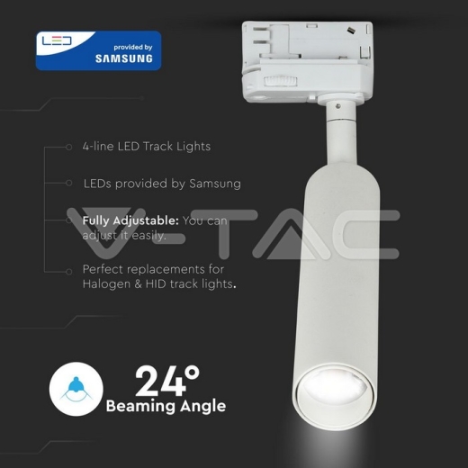 7W LED Tracklight SAMSUNG Chip White Body 3000K - 5