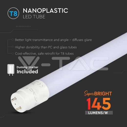 LED Tube T8 12W 120 cm Nano Plastic 3000K 160lm/W - 3
