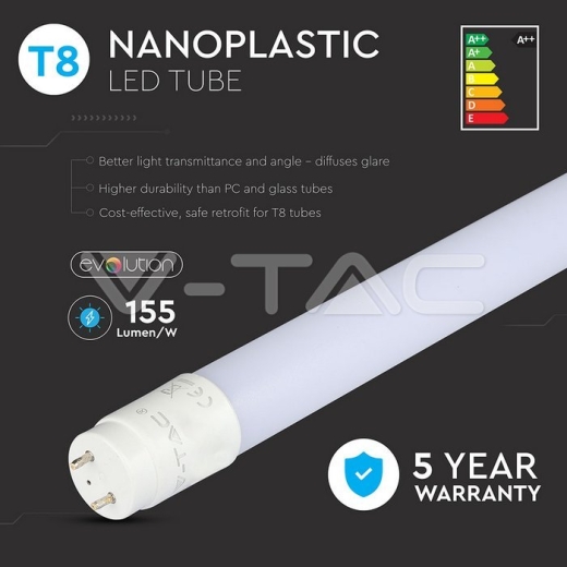 Tubo de LED T8 7W 60 cm Nanoplástico 64000K 160 lm/W - 3