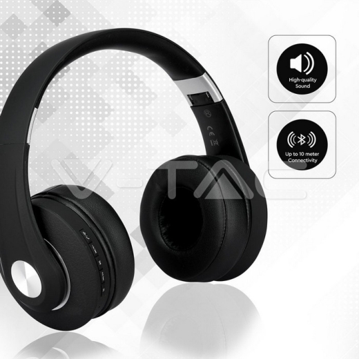 Auriculares inálambricos Bluetooth diadema ajustable 500mAh negros W/BAG - 6