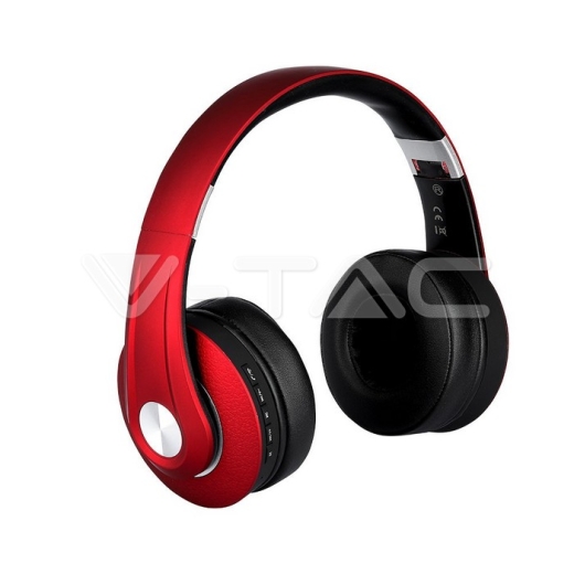Auriculares inálambricos Bluetooth diadema ajustable 500mAh rojos W/BAG - 1