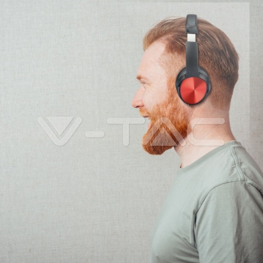 Auriculares inálambricos Bluetooth cascos plegables 500mAh rojos W/BAG - 9