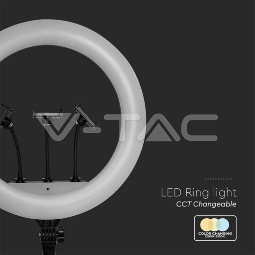 Anillo de luz LED de 55 W con 3 soportes para teléfono 3200 K-5800 K - 4