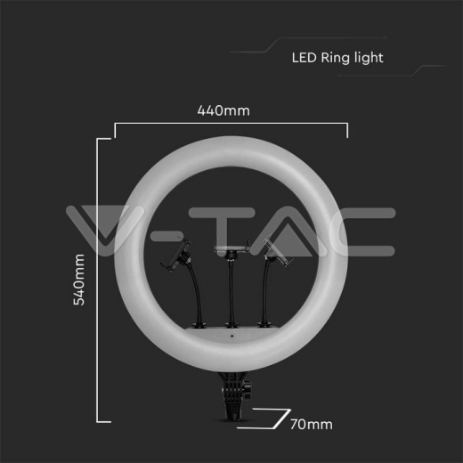 Anillo de luz LED de 55 W con 3 soportes para teléfono 3200 K-5800 K - 8