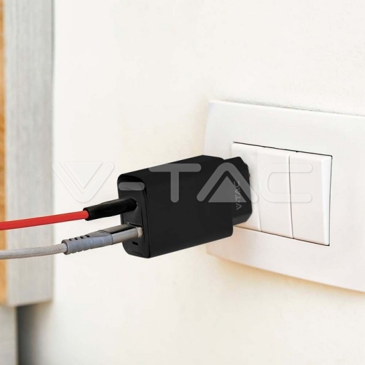 Adaptador de Viaje 20W 1 PD + 1 PUERTO QC Cuerpo Negro - 6