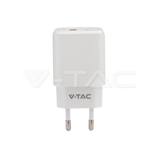 Adaptador de Viaje 20W 1 PD + 1 PUERTO QC Cuerpo Blanco - 2