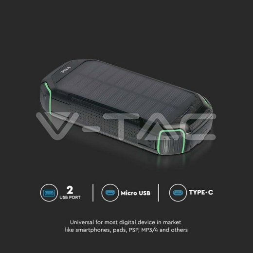 30000mAh Solar Wireless Charger Power Bank Black - 11