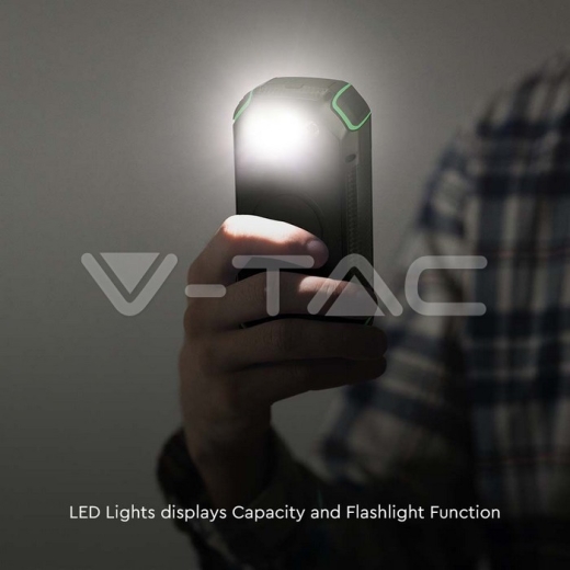 30000mAh Solar Wireless Charger Power Bank Black - 12