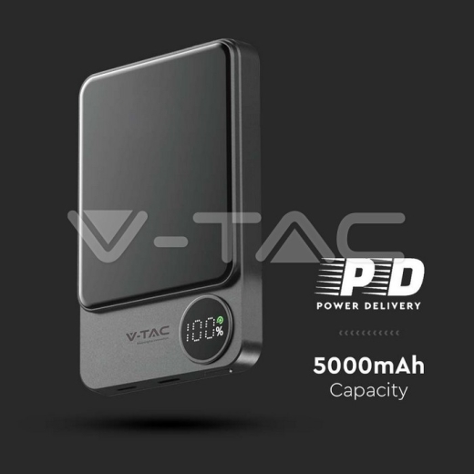 5000mAh 9mm Wireless Magnetic Power Bank Grey - 6