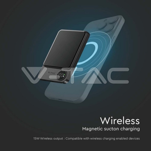 5000mAh 9mm Wireless Magnetic Power Bank Grey - 8