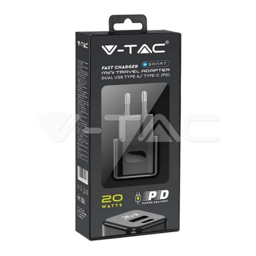 Cargador rápido de 20W de doble puerto 1PD + 1 QC negro - 7