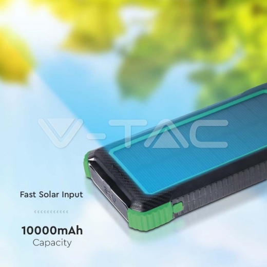 10000mAh Solar Wireless Charger Power Bank White - 5