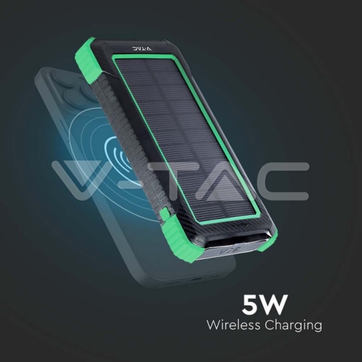 10000mAh Solar Wireless Charger Power Bank White - 6