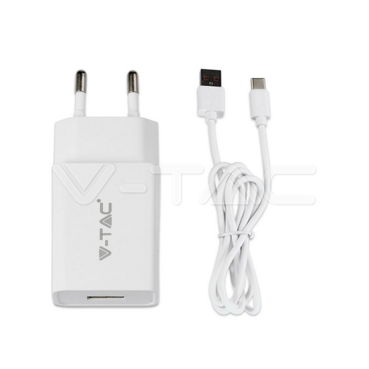 Fast Charging Set Travel Adapter & Type-C USB Cable White - 1
