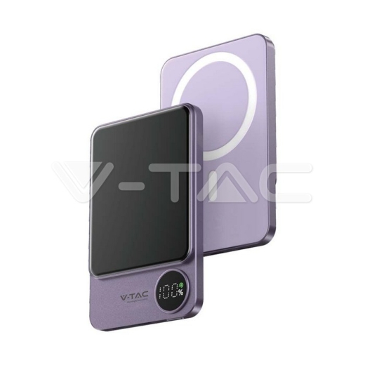 5000mAh 9mm Wireless Magnetic Power Bank Purple - 4