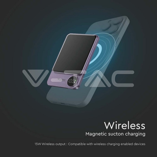 5000mAh 9mm Wireless Magnetic Power Bank Purple - 8