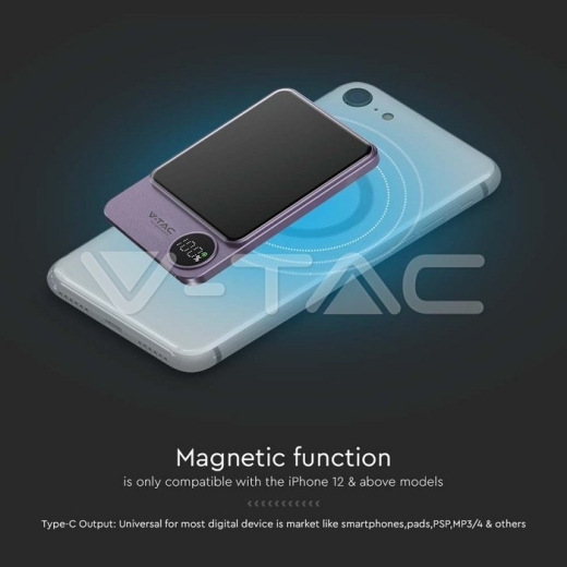 5000mAh 9mm Wireless Magnetic Power Bank Purple - 9