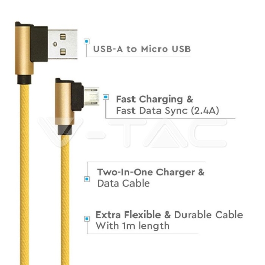 1m. Micro USB Cable Gold Diamond Series - 3