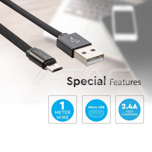 1m. Micro USB Cable Black Ruby Series - 3