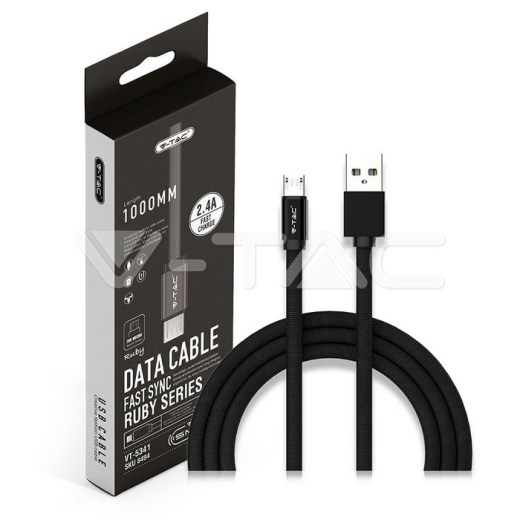 1m. Micro USB Cable Black Ruby Series - 6