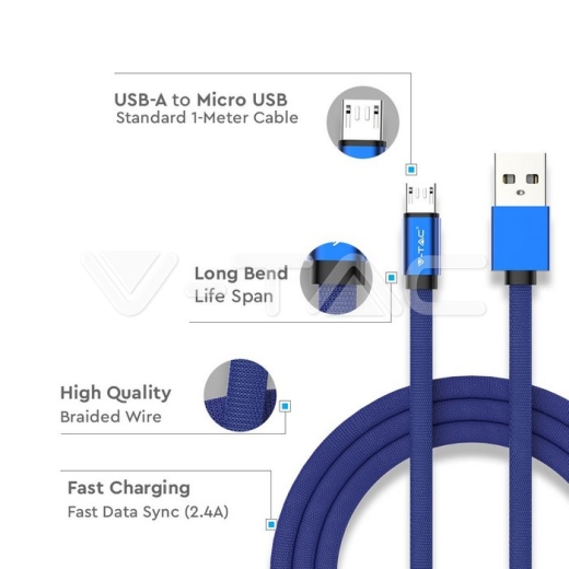 Micro cable USB 1m. Azul Ruby Series - 2
