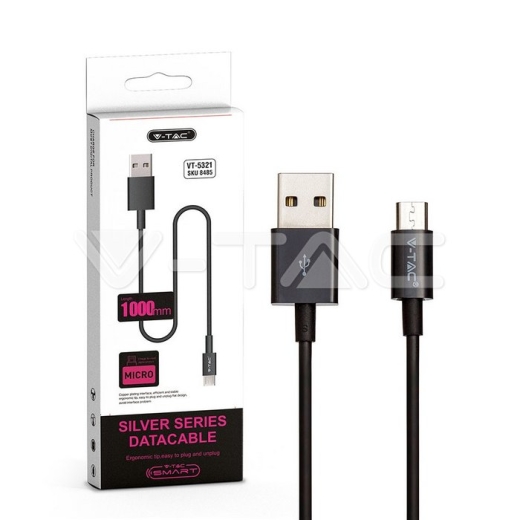 1m. Micro USB Cable Black Silver Series - 6