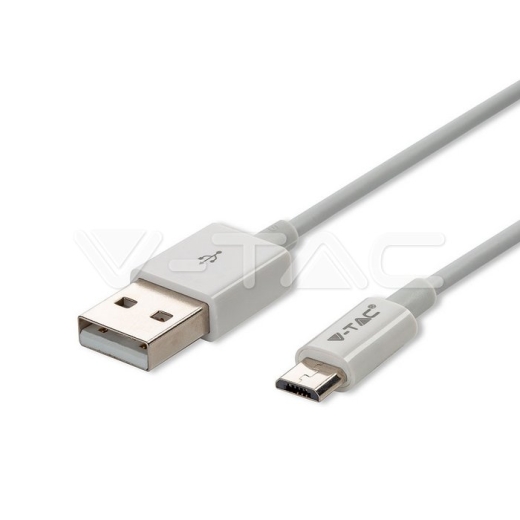 1m. Micro USB Cable White Silver Series - 1