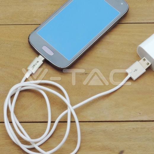 1m. Micro USB Cable White Silver Series - 4