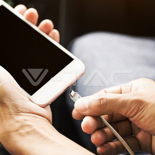 1m. Micro USB Cable White Silver Series - 5